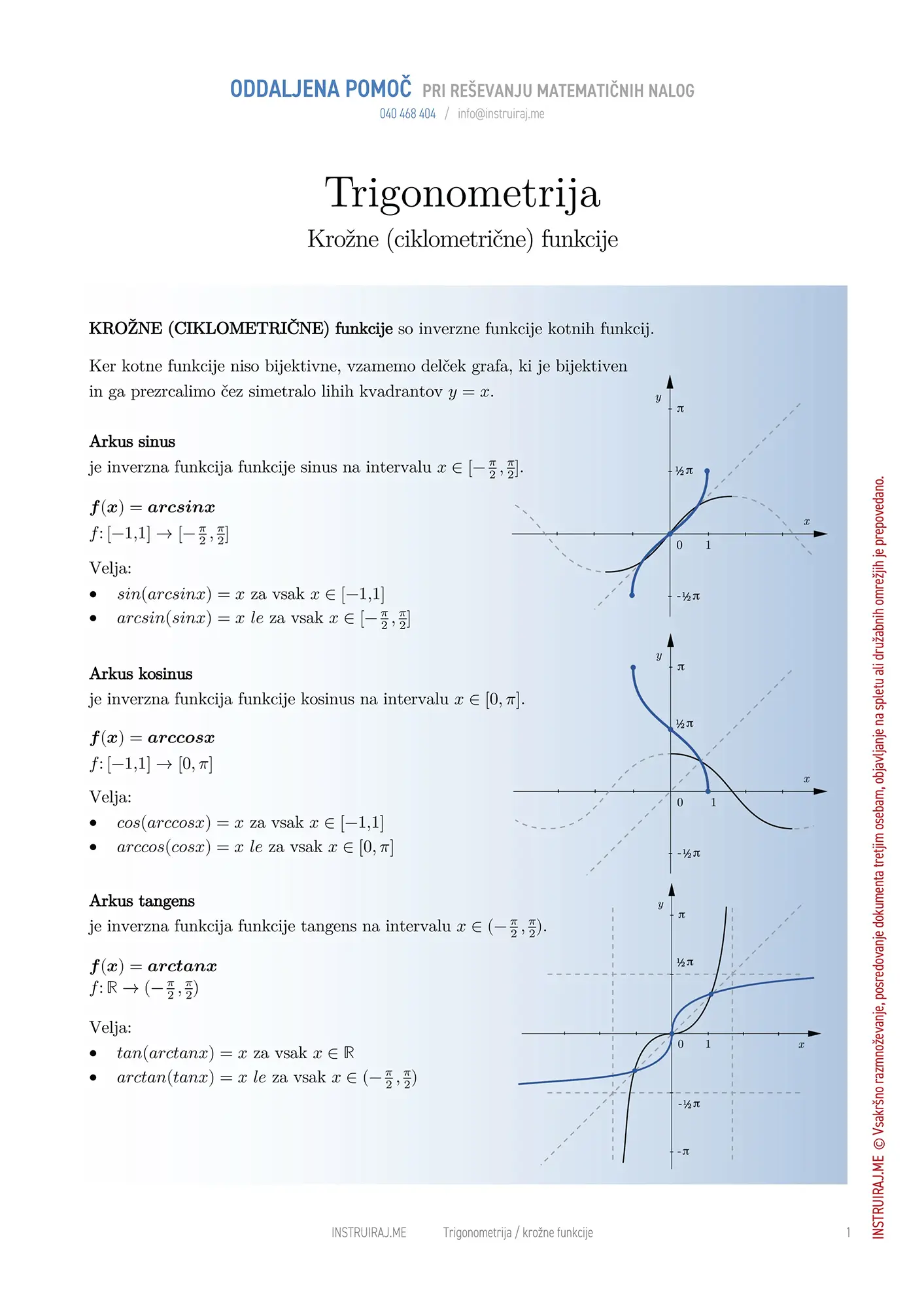 Trigonometrija: Krožne funkcije