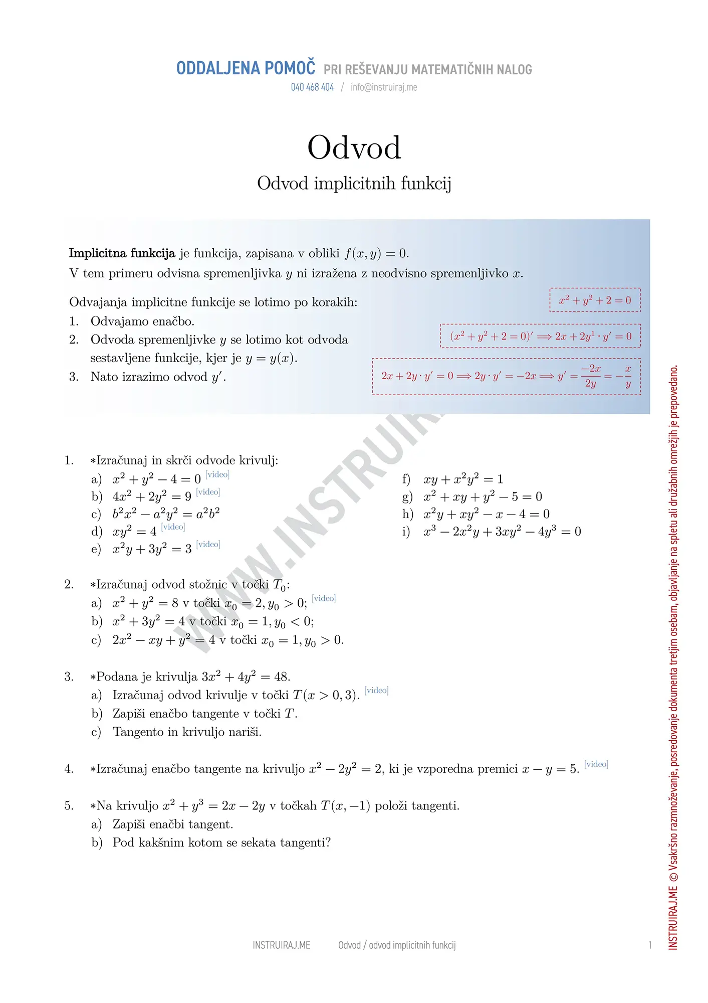 Odvod implicitnih funkcij