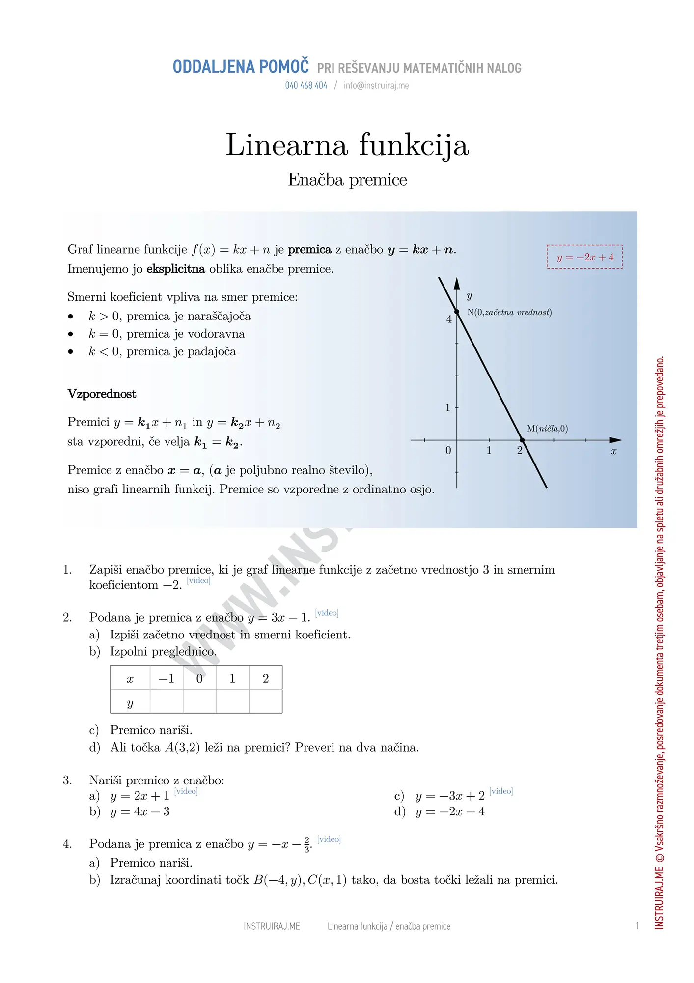 Enačba premice